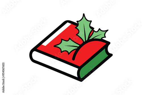 Christmas carol book vector line art, clipart illustration with isolated on white background