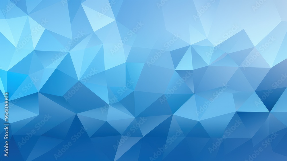 Obraz premium A smooth gradient of blue triangular shapes creating a modern abstract background.