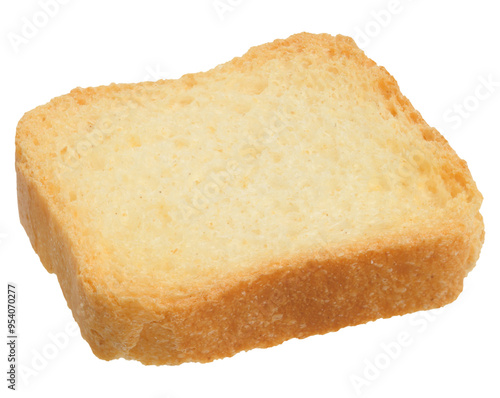 Piece of white wheat flour toast on isolated background