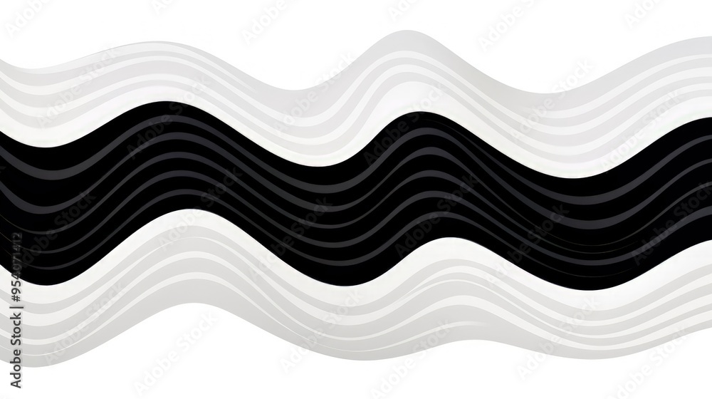Obraz premium Abstract wavy pattern in black, white, and gray tones, creating a dynamic visual effect.