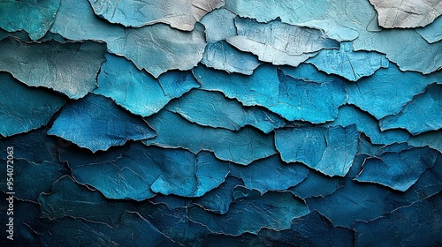  A close-up of a blue and white wall adorned with a leafy pattern on its side