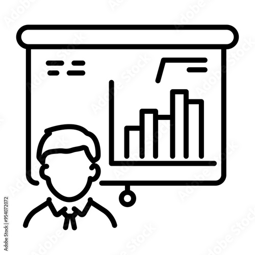 An outline icon of business presentation