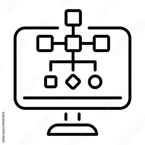 Line style icon of online data modeling