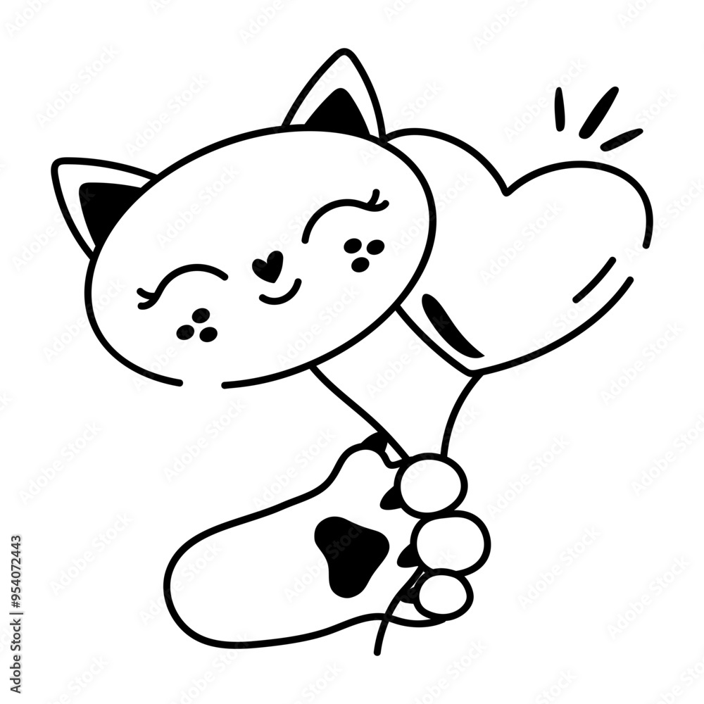 A sketchy style icon of cat balloons A sketchy style icon of cat balloons