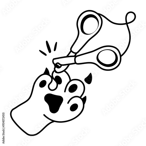 Cat nail clippers icon in doodle style 