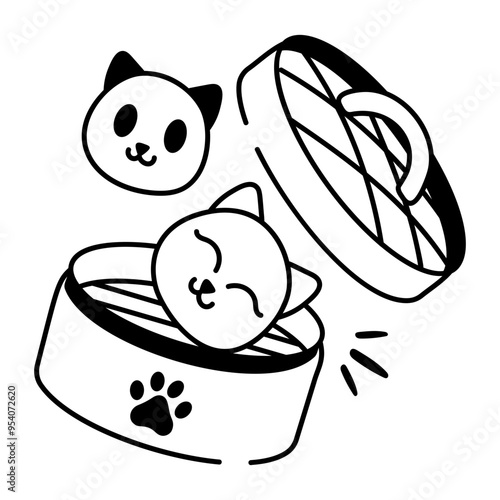 A drawing style icon of cat dumplings 