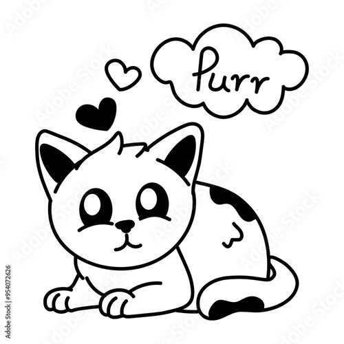 Cat dreaming icon in sketchy style 