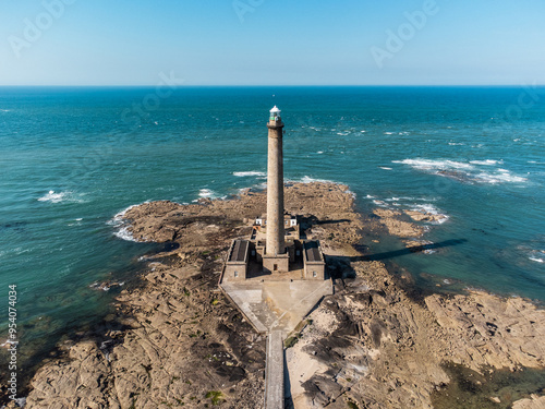 Normandy sea lighthouse panorama French La Manche photo