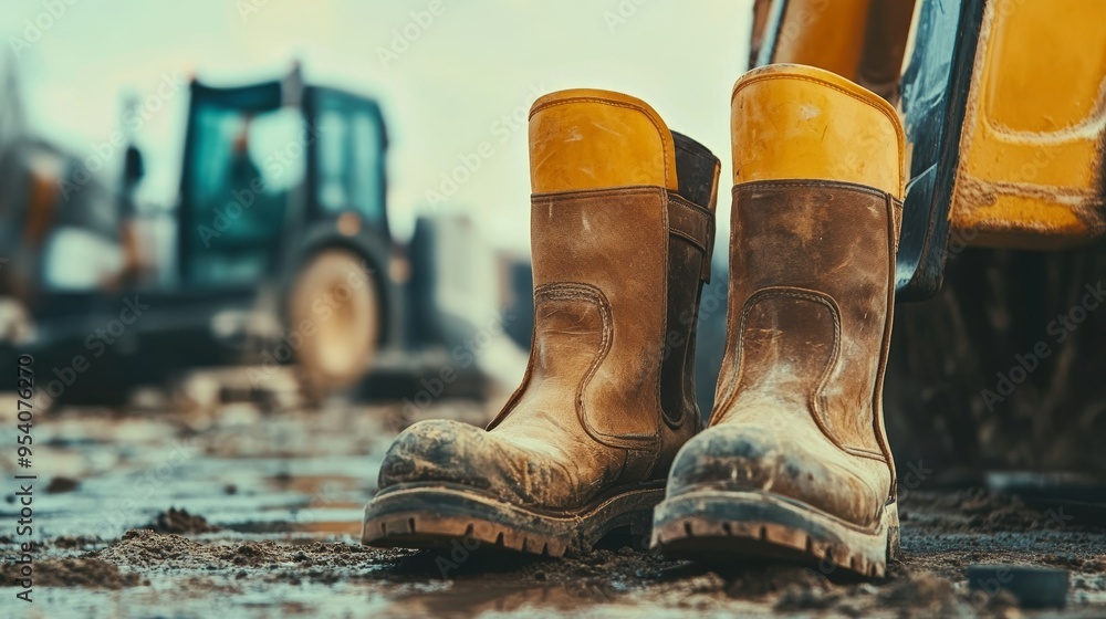 Construction Boots and Tools for House Wallpaper Generative AI Construction Boots and Tools for House Wallpaper Generative AI