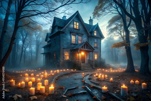 spooky and mysterious haunted house photo