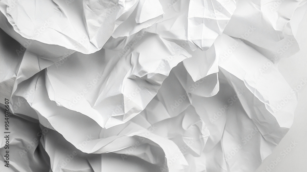 Fototapeta premium Close-up of crumpled white material showcasing abstract folds and texture