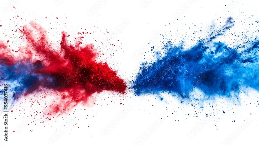 Colorful Powder Explosion on White Background, Chaos Concept Generative AI Colorful Powder Explosion on White Background, Chaos Concept Generative AI