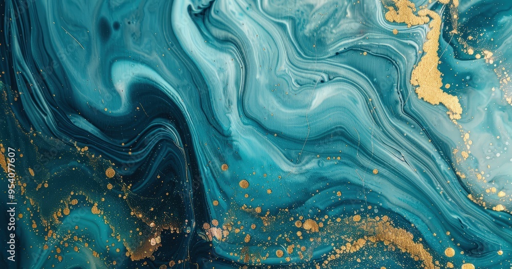 An abstract design featuring swirling teal and gold patterns, creating a fluid and artistic visual effect. An abstract design featuring swirling teal and gold patterns, creating a fluid and artistic visual effect.