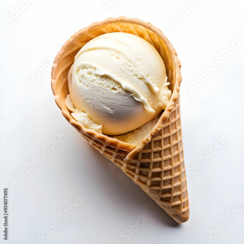 top view delicious creamy ice cream with white background