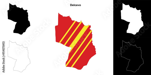Delcevo municipality outline map set