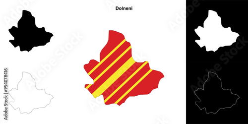 Dolneni municipality outline map set