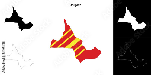 Drugovo municipality outline map set