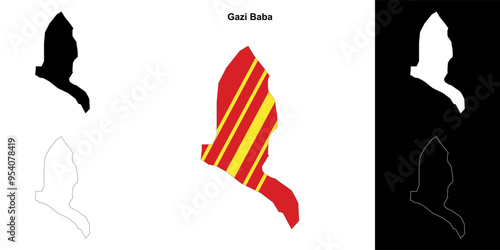 Gazi Baba municipality outline map set