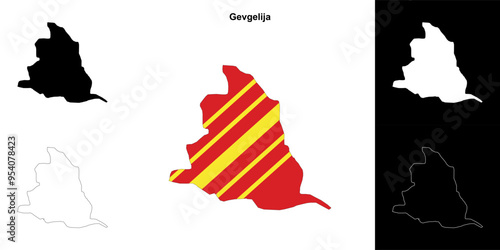 Gevgelija municipality outline map set