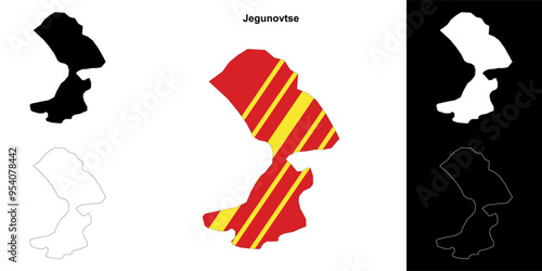Jegunovtse municipality outline map set