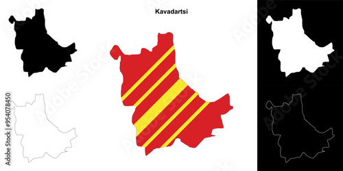 Kavadartsi municipality outline map set