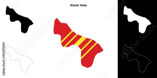 Kisela Voda municipality outline map set