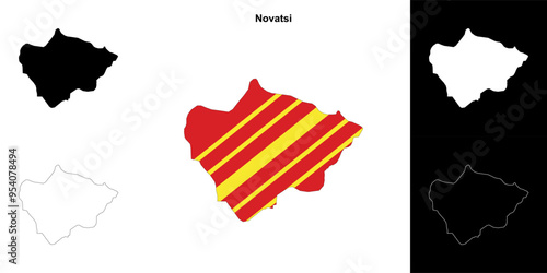 Novatsi municipality outline map set