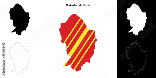 Makedonski Brod municipality outline map set