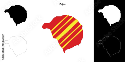 Zajas municipality outline map set