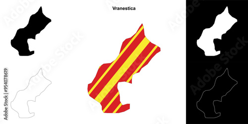 Vranestica municipality outline map set