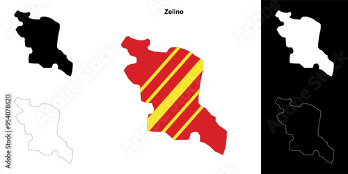 Zelino municipality outline map set