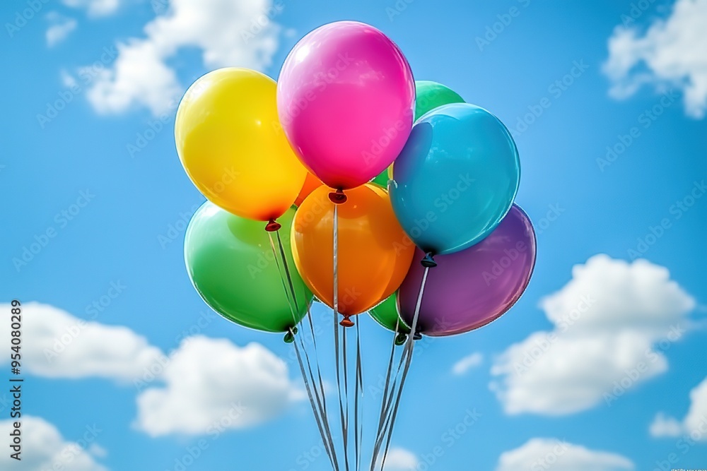 A bunch of colorful balloons floating in the sky A bunch of colorful balloons floating in the sky