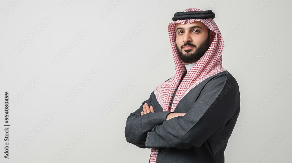 Arab middle eastern saudi man isolated background Arab middle eastern saudi man isolated background