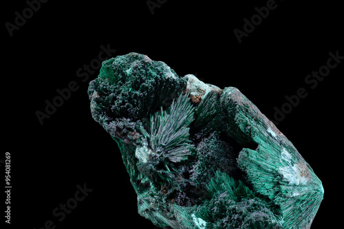 Velvet Malachite specimen from Congo. macro photography detail texture background. close-up mineral crystal unpolished semi-precious gemstone
