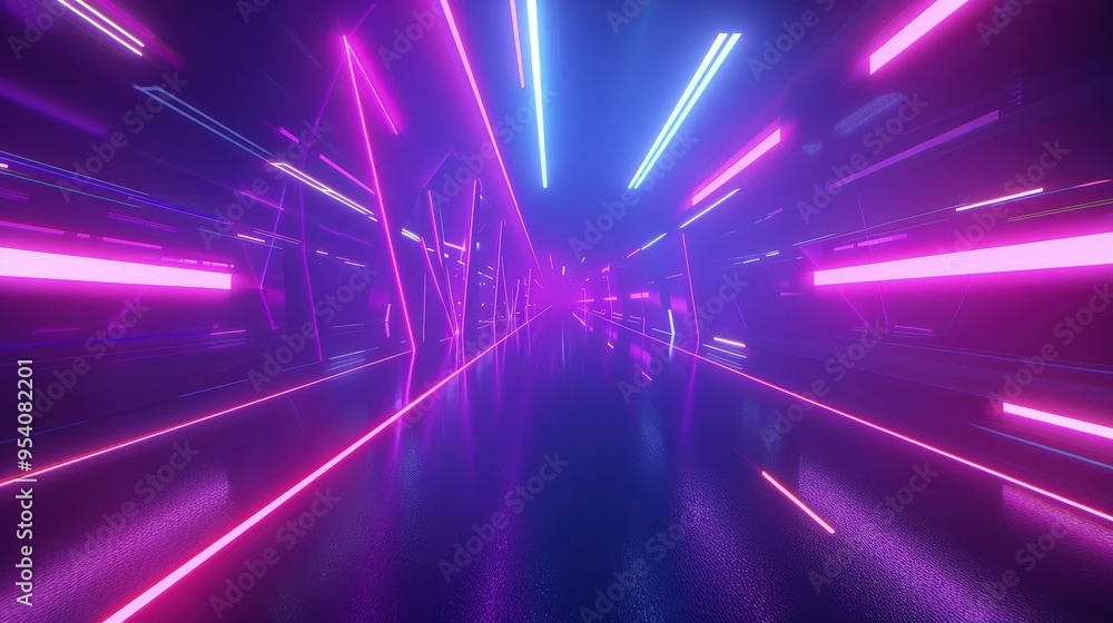 A vibrant, futuristic corridor illuminated by neon lights, creating a dynamic and immersive atmosphere. A vibrant, futuristic corridor illuminated by neon lights, creating a dynamic and immersive atmosphere.