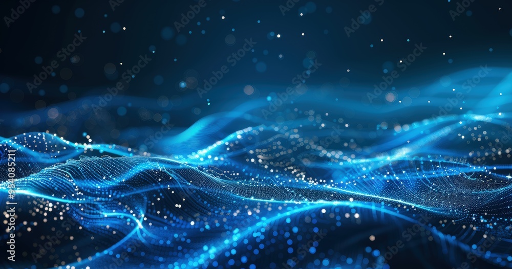 A visually captivating abstract representation of flowing waves and particles, evoking a sense of motion and depth. A visually captivating abstract representation of flowing waves and particles, evoking a sense of motion and depth.