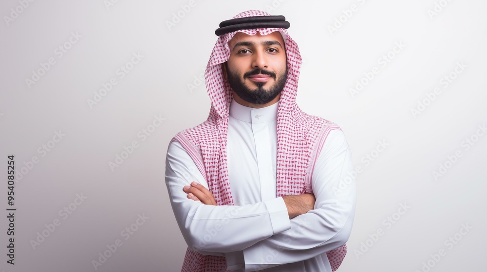Arab middle eastern saudi man isolated background Arab middle eastern saudi man isolated background