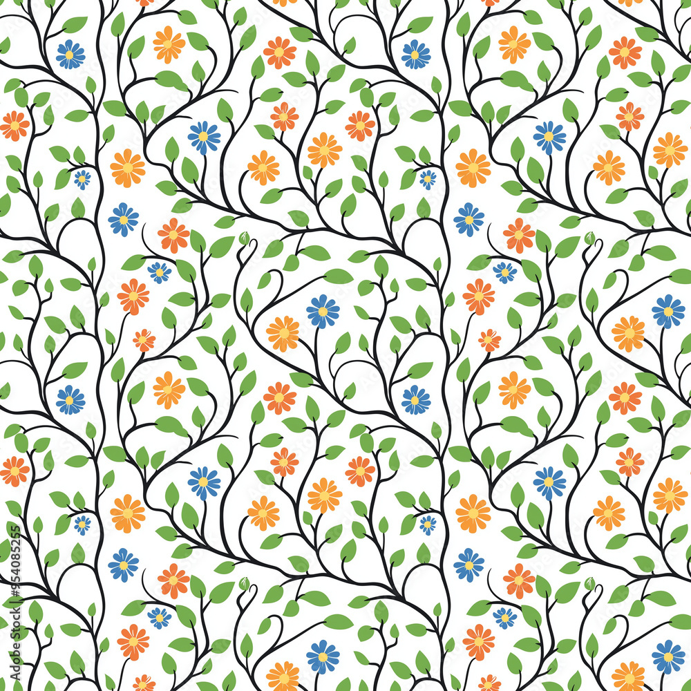 seamless tile of pretty illustrated flowers seamless tile of pretty illustrated flowers