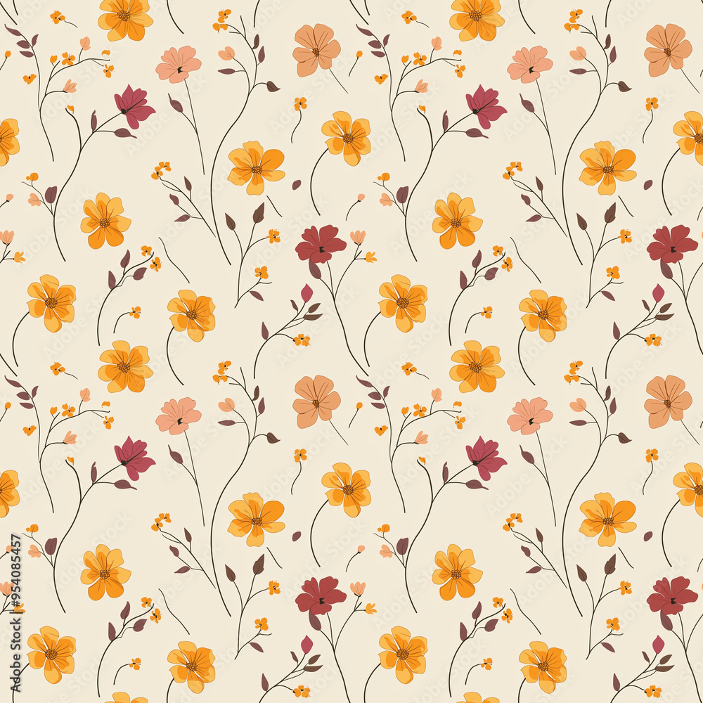 seamless tile of pretty illustrated flowers seamless tile of pretty illustrated flowers