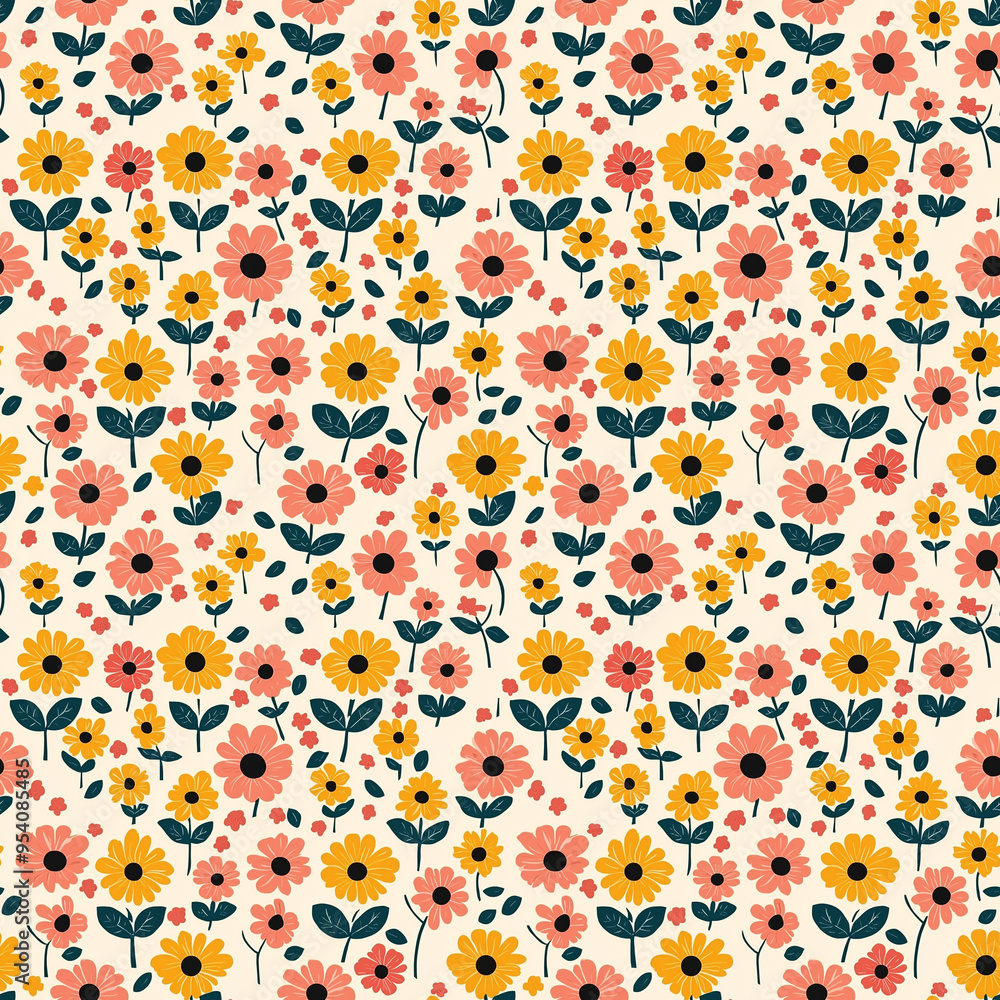 seamless tile of pretty illustrated flowers seamless tile of pretty illustrated flowers