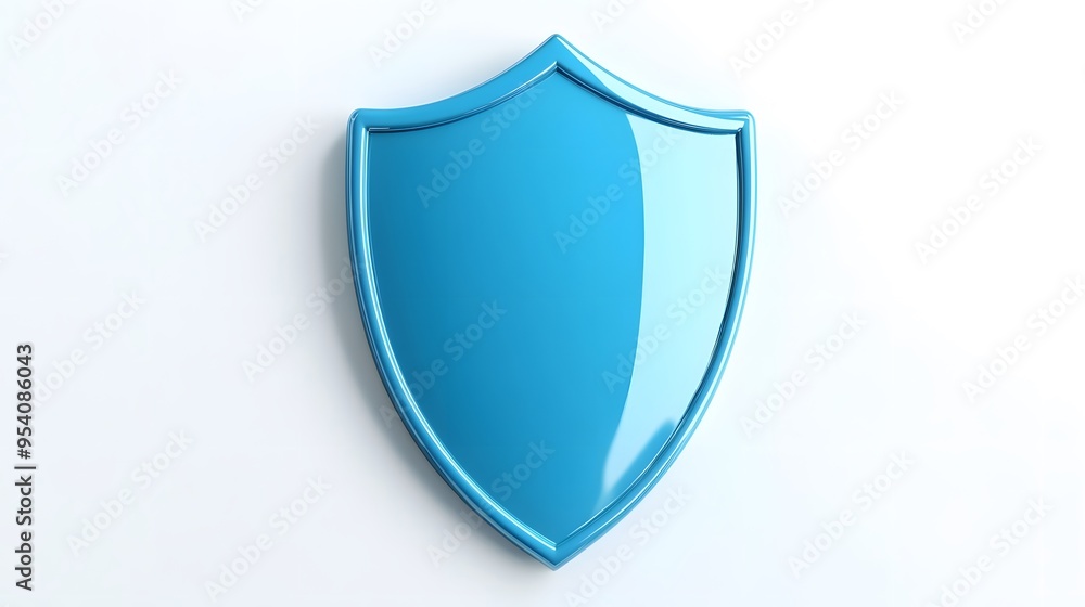 Shield depicting protection. shield 3d icon. Protection, defense and security concept symbol: blue shield on isolated on white background Shield depicting protection. shield 3d icon. Protection, defense and security concept symbol: blue shield on isolated on white background