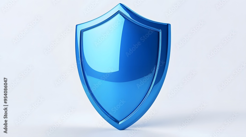 Shield depicting protection. shield 3d icon. Protection, defense and security concept symbol: blue shield on isolated on white background Shield depicting protection. shield 3d icon. Protection, defense and security concept symbol: blue shield on isolated on white background