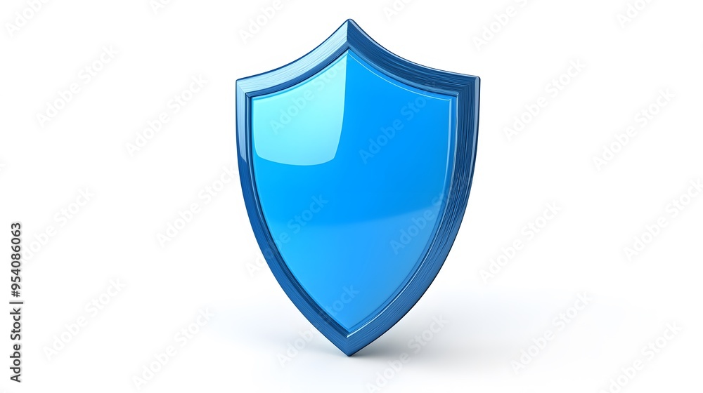 Shield depicting protection. shield 3d icon. Protection, defense and security concept symbol: blue shield on isolated on white background Shield depicting protection. shield 3d icon. Protection, defense and security concept symbol: blue shield on isolated on white background