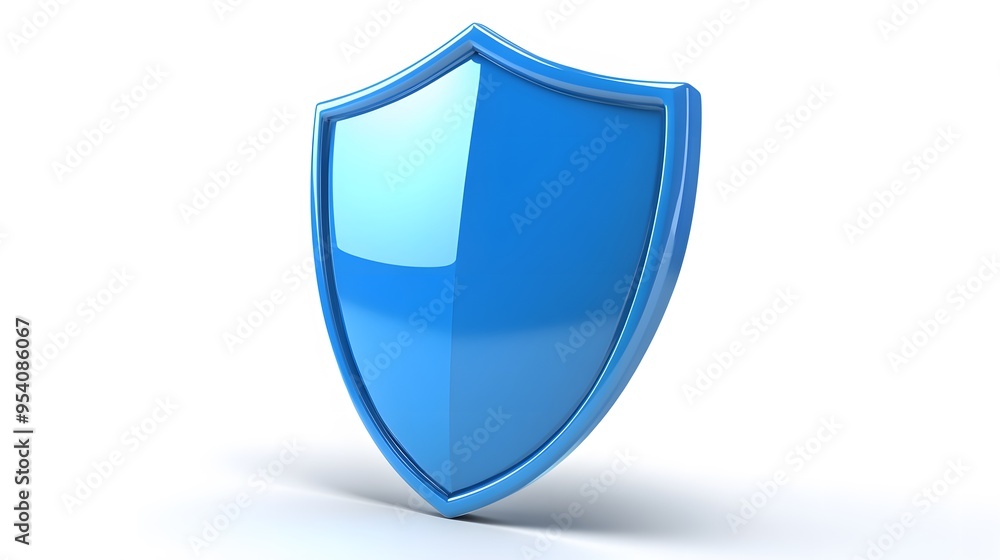 Shield depicting protection. shield 3d icon. Protection, defense and security concept symbol: blue shield on isolated on white background Shield depicting protection. shield 3d icon. Protection, defense and security concept symbol: blue shield on isolated on white background