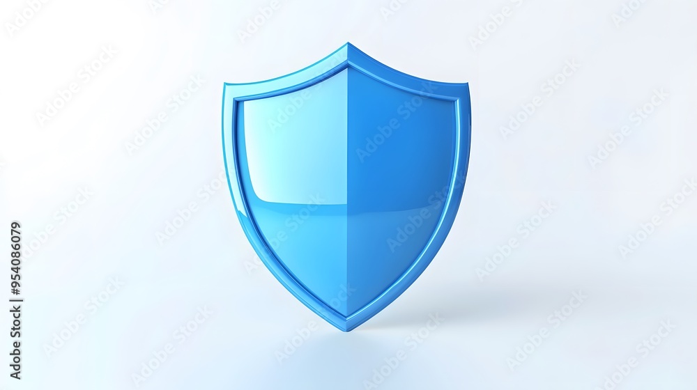 Shield depicting protection. shield 3d icon. Protection, defense and security concept symbol: blue shield on isolated on white background Shield depicting protection. shield 3d icon. Protection, defense and security concept symbol: blue shield on isolated on white background