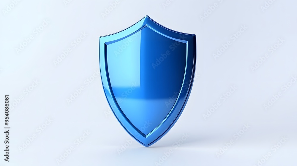 Shield depicting protection. shield 3d icon. Protection, defense and security concept symbol: blue shield on isolated on white background Shield depicting protection. shield 3d icon. Protection, defense and security concept symbol: blue shield on isolated on white background