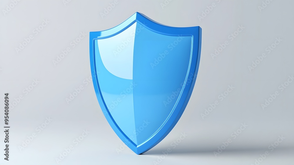 Shield depicting protection. shield 3d icon. Protection, defense and security concept symbol: blue shield on isolated on white background Shield depicting protection. shield 3d icon. Protection, defense and security concept symbol: blue shield on isolated on white background