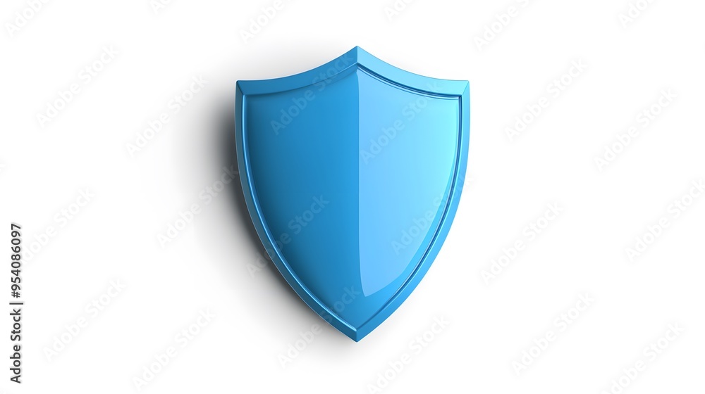 Shield depicting protection. shield 3d icon. Protection, defense and security concept symbol: blue shield on isolated on white background Shield depicting protection. shield 3d icon. Protection, defense and security concept symbol: blue shield on isolated on white background