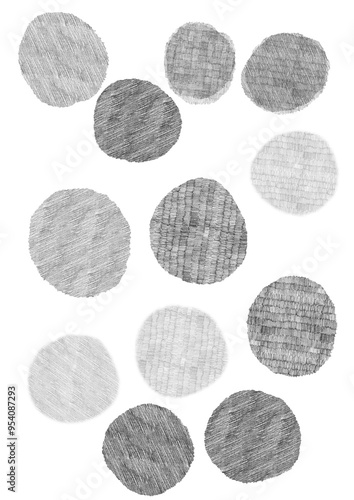 Circles made of pencil strokes color pencil texture stamps childen illustration patterns