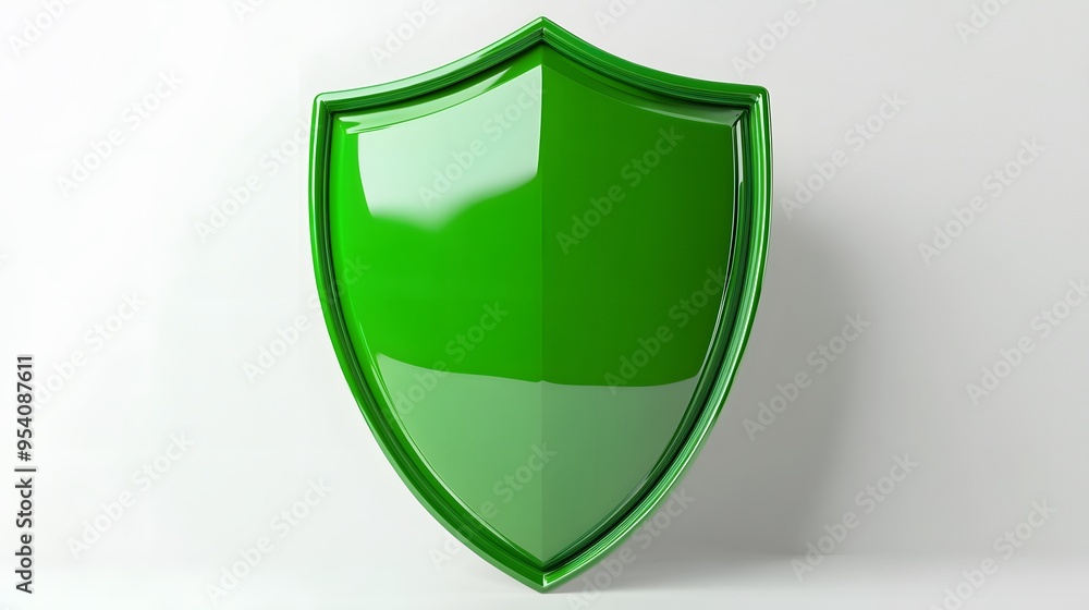 Shield depicting protection. shield 3d icon. Protection, defense and security concept symbol: green shield on isolated on white background Shield depicting protection. shield 3d icon. Protection, defense and security concept symbol: green shield on isolated on white background